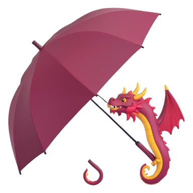 burgundy umbrella with a dragon design in 3D emoji style sticker