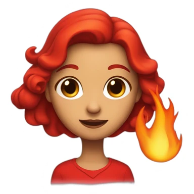 the girl in red with fire in the hand sticker
