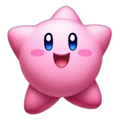 cute happy Kirby jumping on a star sticker