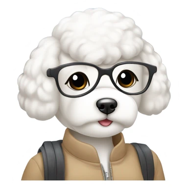 A cute korean style bichon frise with a dark-haired in a bun Asian woman at the airport  sticker