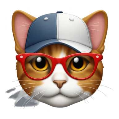 Calico cat with red sunglasses and backward baseball cap sticker