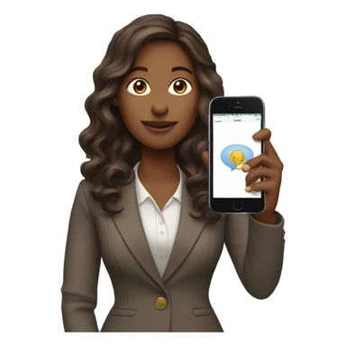 business woman with long wavy brown hair on the iphone sticker