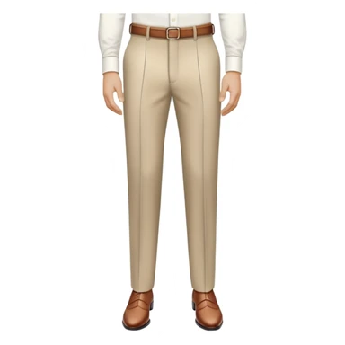 beige dress pants with only white vertical stripes, no horizontal lines, formal trousers with cuffed hem, pinstripe pattern, no grid or checks, isolated garment only sticker