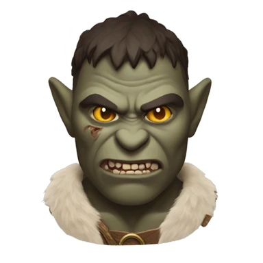 Brown Orc with a white palm on his face from the Lord of the Rings shows a heart sticker