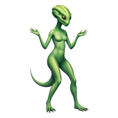 a Reptilian alien white woman, full body sticker