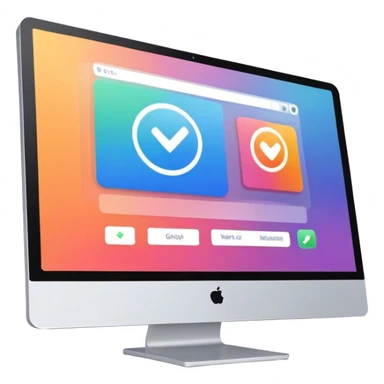 Create an emoji for UX/UI design. Show a monitor or tablet with a web interface mockup displayed on the screen. Use modern, professional colors. Do not include any emojis or smiley faces. Make the background transparent. sticker