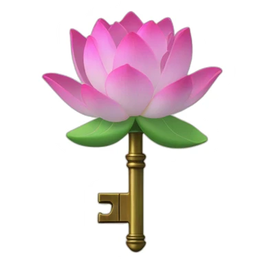 Open lotus flower on top of a skeleton key sticker