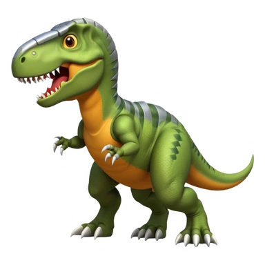 fierce rocket-propelled dinosaur, armored T-rex, rocket thrusters, intense eyes, dynamic action pose, 3D cartoon, mobile game icon style, clean background, no text, no watermark
 sticker