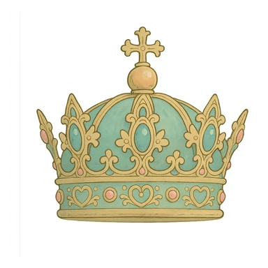 ghibli style ornate crown with soft colors sticker