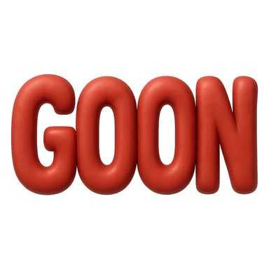 Create the word 'GOON' formed from muscled flesh with only a few defined muscle shapes. The look should be bold and organic but less exaggerated with minimal muscle detail. No background, transparent background. sticker