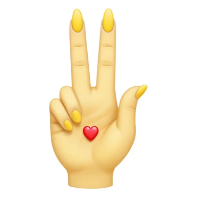Yellow middle finger emoji with a small heart on the middle fingers nail. Other fingers should remain in the yellow tone sticker
