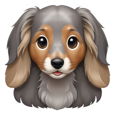 Long haired dapple dachshund, tan, gray & black, little more grey around the nose sticker