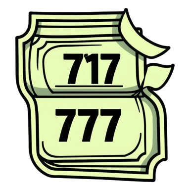 A colorful raffle ticket with the number 777 on it sticker