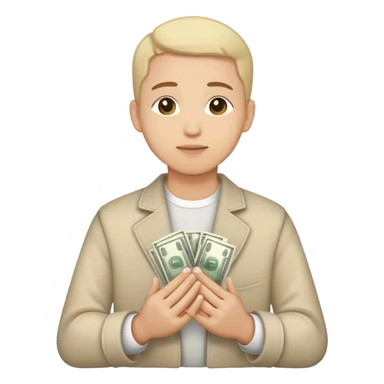 Prayer hands holding money sticker