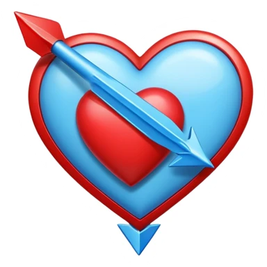 A blue arrow in a red heart sticker