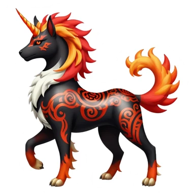 Shiny Exotic Gothic Rapidash-Houndoom-Arcanine-Pokémon-Fakémon-hybrid-creature sticker