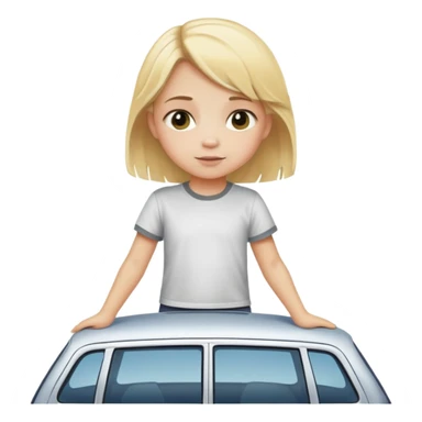blonde child on top of car criss cross sticker
