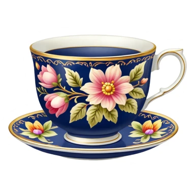antique floral teacup sticker