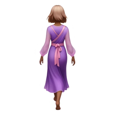 A small figure walks back across a foggy bridge, holding soft pink and purple orbs in each hand—symbolizing compassion and forgiveness. A gentle heart aura trails behind them, showing healing in motion. sticker