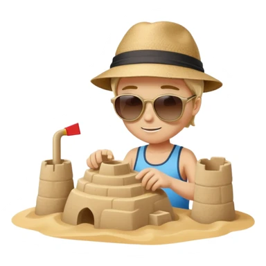 person building a sandcastle on the beach sticker