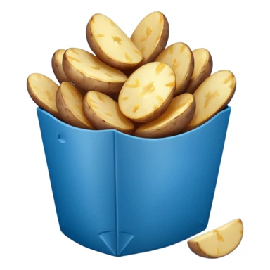 fried potatoes in a blue carton sticker