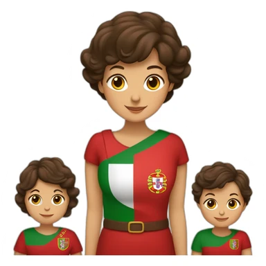 Une grand-mère brune, deux enfants bruns et le drapeau du Portugal en forme de cœur sticker