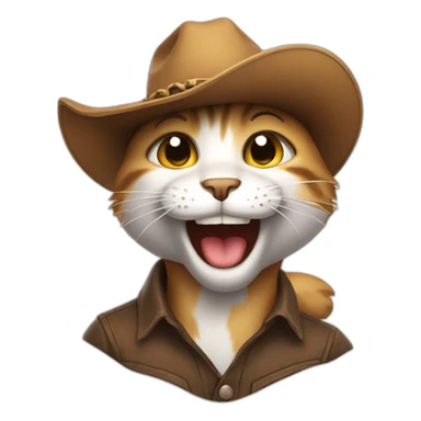 Laughing cat in cowboy hat sticker