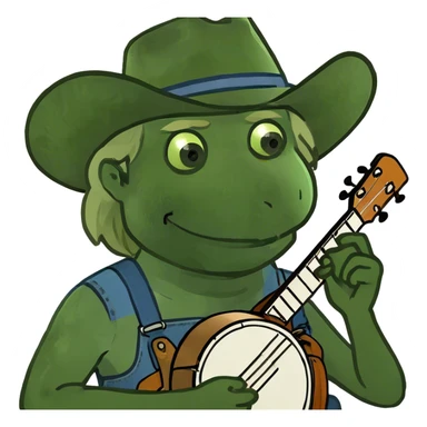 Blonde man playing banjo in New York city sticker