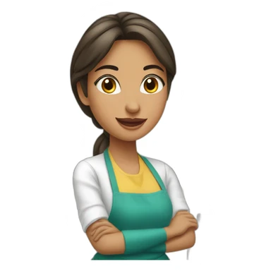 Mujer de cabello largo cocinando con delantal  sticker