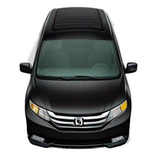 black honda odyssey minivan at an angle. shiny. realistic. apple emoji style. sticker