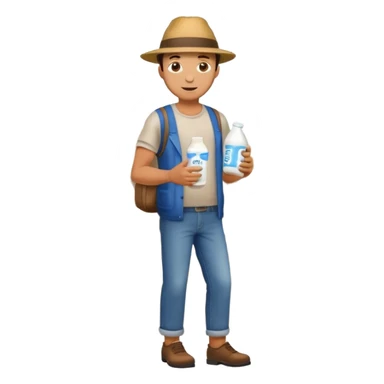man full body buying a milk sticker