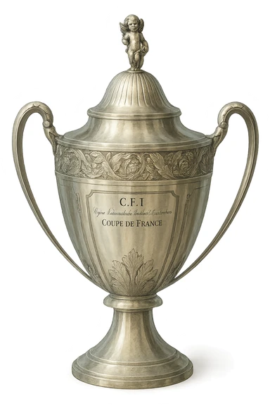 Фотореалистичный и изометричный Coupe de France, объемный чуть слегка рисованный стиль, прозрачный фон sticker