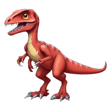 Red edgy badass velociraptor-Digimon full body sticker