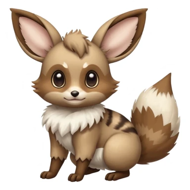 Civet-Minccino-Cacomistl-Eevee-Trici-hybrid-fusion (full body) sticker