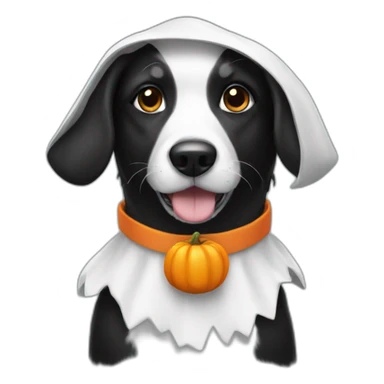Black and white Dog in Halloween costume sticker