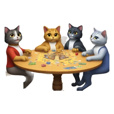 cats playing a board game at a birthday party sticker