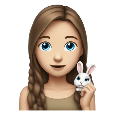 Girl whit brown hair blue eyes holding a rabit  sticker