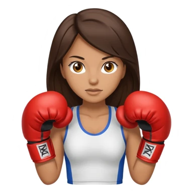 An woman with long dark brown hair light brown eyes in boxing gloves sticker