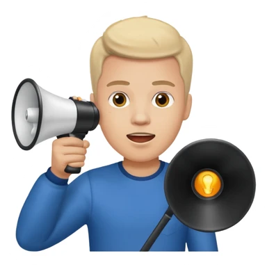 preciso de um emoji de um vendedor com megafone fazendo propaganda sticker
