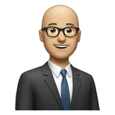 bald man with glasses and microphone sticker
