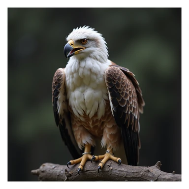 A Harpy Eagle, realistic style, detailed feathers, intense eyes, perched on a branch sticker