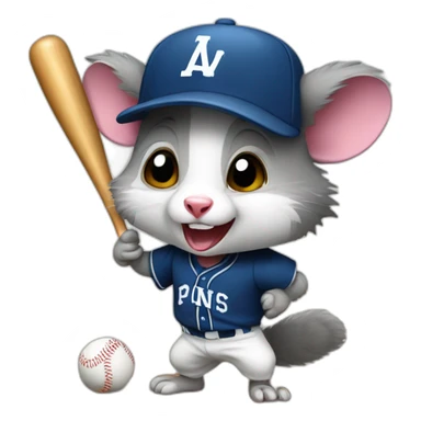 Possum playing baseball sticker