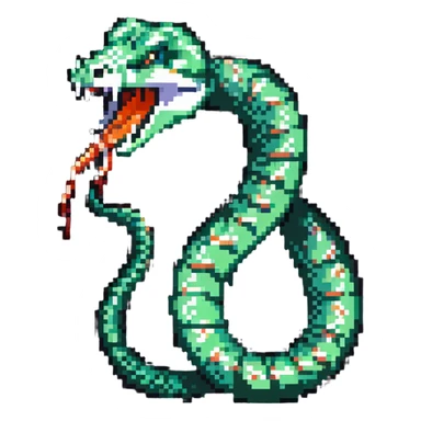 ouroboros, stylized snake eating its own tail, pixel art style sticker