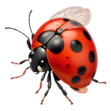 Cinematic Noble Ladybug Portrait Emoji, Poised and charming, with a tiny, rounded red shell adorned with crisp black spots, delicate antennae, and bright, observant eyes, Simplified yet sharply detailed features, highly detailed, glowing with a soft, scarlet radiance, high shine, intelligent and spirited, stylized with an air of natural whimsy, focused and alert, soft glowing outline, capturing the essence of a watchful ladybug that appears ready to scuttle out of the screen with effortless grace! sticker