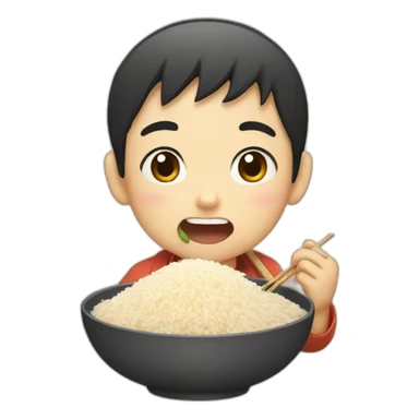 japanese boy eating rice sticker