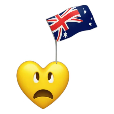 yellow heart wering australia flag sticker