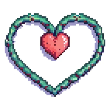 two hearts intertwined pixel art love icon sticker