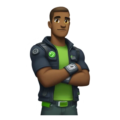 Omnitrix arms folded side looking, half body sticker