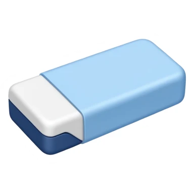 A single white eraser with dark blue and light blue wrap sticker