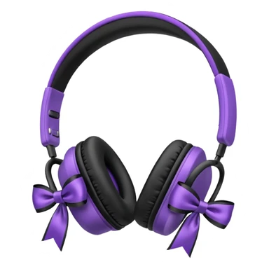 apple air max headphoness with bow on the right side black and purple  sticker